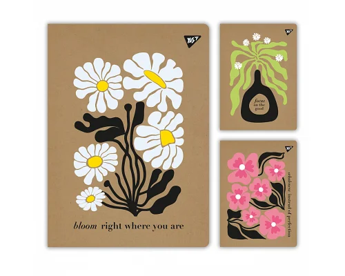 Зошит для записів Flowers 48 А4 аркушів клітинка крафт YES (681997)