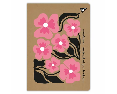 Зошит для записів Flowers 48 А4 аркушів клітинка крафт YES (681997)