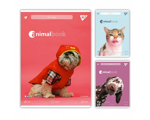 Зошит для записів Animalbook 48 А4 аркушів клітинка YES (682002)