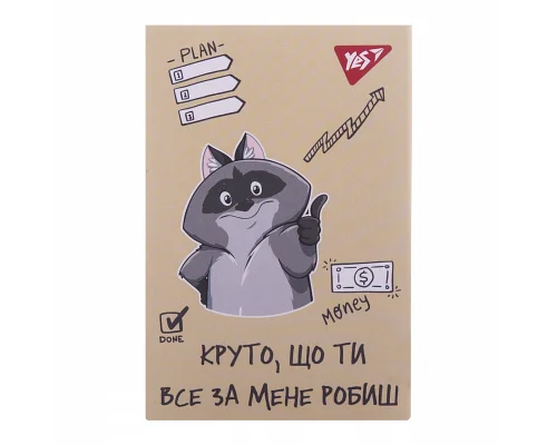 Блокнот А7 Smart raccoon 48 аркушів клітинка YES (152107)