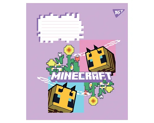 Зошит учнівський шкільний Minecraft Flowers А5 18 аркушів клітинка YES (767586)