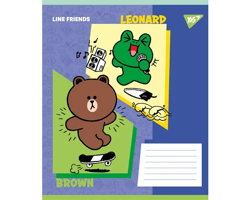 Зошит учнівський шкільний Line Friends Funny А5 12 аркушів коса лінія YES (767640)