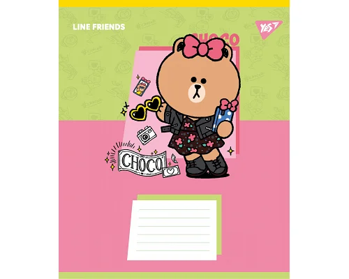 Зошит учнівський шкільний Line Friends Funny А5 12 аркушів коса лінія YES (767640)