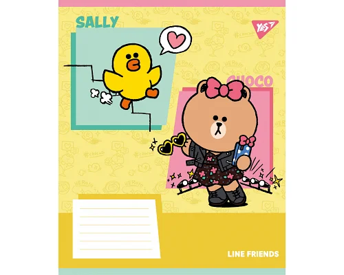 Зошит учнівський шкільний Line Friends Funny А5 18 аркушів лінія YES (767642)