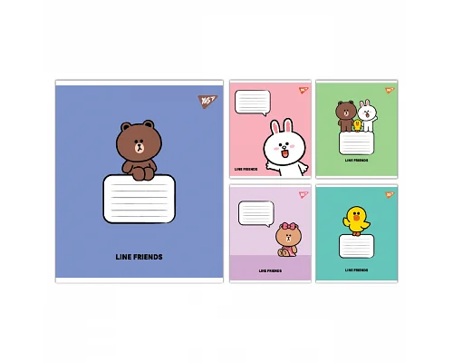 Зошит учнівський шкільний Line Friends Stylish А5 12 аркушів коса лінія YES (767647)