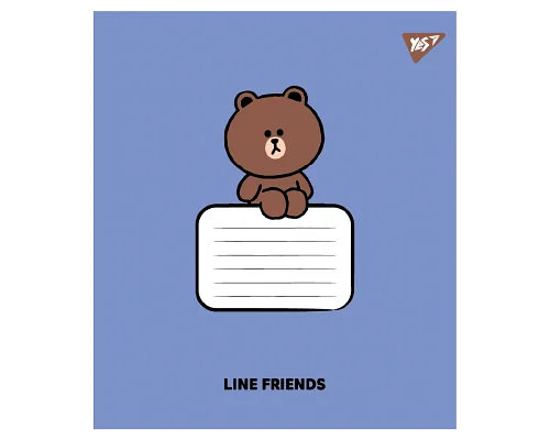 Зошит учнівський шкільний Line Friends Stylish А5 12 аркушів коса лінія YES (767647)