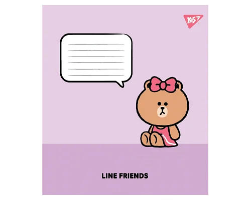Зошит учнівський шкільний Line Friends Stylish А5 12 аркушів коса лінія YES (767647)