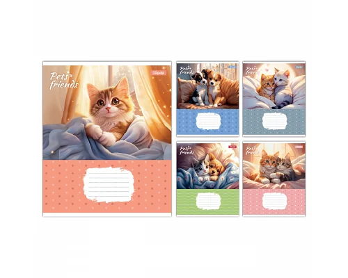 Зошит учнівський шкільний Pets Frinds А5 12 аркушів коса лінія 1 Вересня (768068)