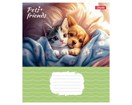 Зошит учнівський шкільний Pets Frinds А5 12 аркушів коса лінія 1 Вересня (768068)