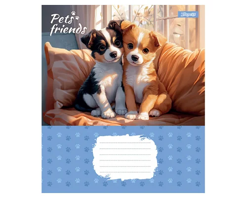 Зошит учнівський шкільний Pets Frinds А5 12 аркушів коса лінія 1 Вересня (768068)