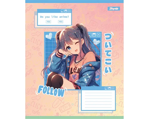 Тетрадь ученическая школьная Follow Anime А5 12 листов линия 1 Вересня (768120)