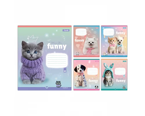 Зошит учнівський шкільний Funny Pets А5 12 аркушів лінія 1 Вересня (768209)