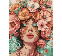 Алмазна мозаїка Дівчина у квітах victoria_art___ 40х50 Ідейка (AMO8029)