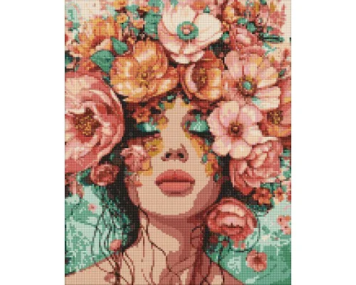 Алмазна мозаїка Дівчина у квітах victoria_art___ 40х50 Ідейка (AMO8029)