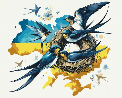 Картина за номерами Ластівки у гнізді 