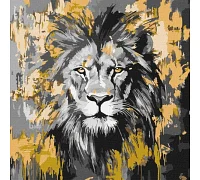 Картина за номерами Золотий лев з фарбами металік art_selena_ua 40х40 Ідейка (KHO6735)