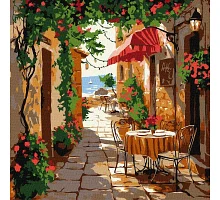 Картина по номерам Кофейня с винтажной мебелью art_selena_ua 30х30 Идейка (KHO6381)