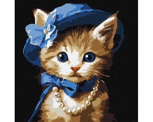 Картина за номерами Котик в капелюсі art_selena_ua 30х30 Ідейка (KHO6739)