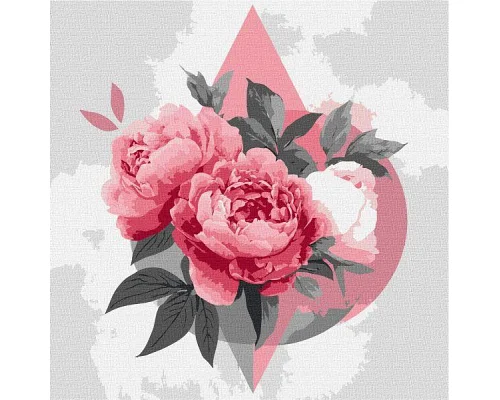 Картина за номерами Геометричні фігури з півоніями art_selena_ua 30х30 Ідейка (KHO3315)