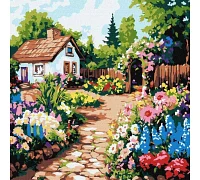 Картина за номерами Квіти біля хатини art_selena_ua 30х30 Ідейка (KHO6382)