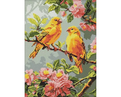 Алмазна мозаїка Весняні канарки art_selena_ua 30х40 Ідейка (AMO8164)