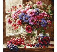 Картина за номерами Букет і фрукти art_selena_ua 40х40 Ідейка (KHO5728)