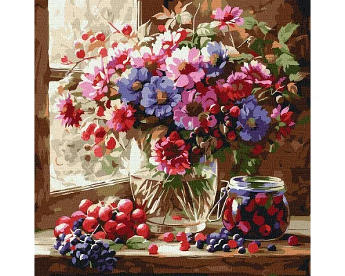 Картина за номерами Букет і фрукти art_selena_ua 40х40 Ідейка (KHO5728)