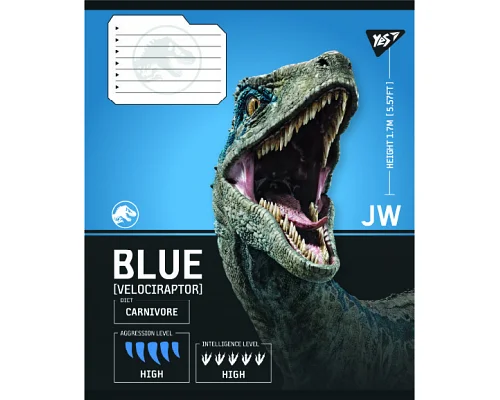 Зошит учнівський загальний JURASSIC WORLD Strength and Power А5 48 аркушів лінія YES (767673)