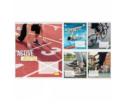 Зошит учнівський загальний Active lifestyle А5 48 аркушів клітинка YES (767712)