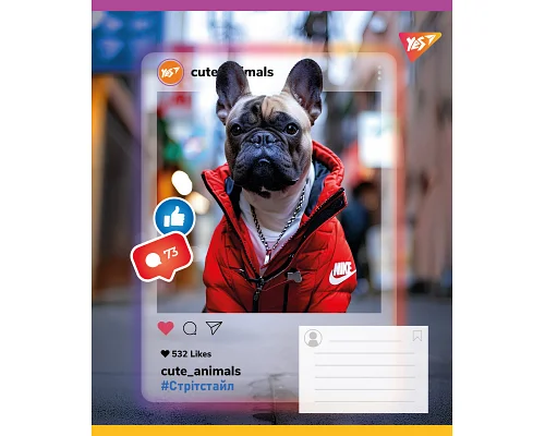 Зошит учнівський шкільний Cute animals А5 24 аркушів лінія YES (767730)