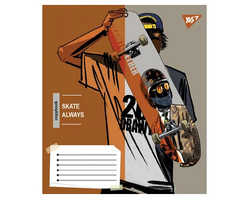 Зошит учнівський загальний Skate is always А5 60 аркушів клітинка YES (767815)