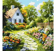 Картина за номерами Квіти біля хатини art_selena_ua 40х40 Ідейка (KHO6383)