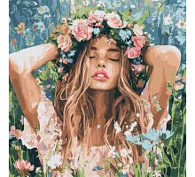 Картина по номерам Девушка с веночком в поле art_selena_ua 40х40 Идейка (KHO8581)