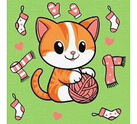 Картина за номерами Котик і клубочок (картина №1) art_selena_ua 25х25 Ідейка (KHO1233)