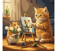 Картина за номерами Кіт художник art_selena_ua 40х40 Ідейка (KHO6758)