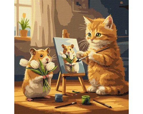 Картина за номерами Кіт художник art_selena_ua 40х40 Ідейка (KHO6758)