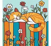 Картина за номерами Котик на паркані art_selena_ua 25х25 Ідейка (KHO1232)