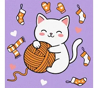 Картина за номерами Котик і клубочок (картина №3) art_selena_ua 25х25 Ідейка (KHO1235)