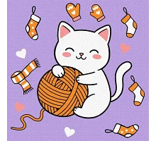Картина по номерам Котик и клубочек (картина №3) art_selena_ua 25х25 Идейка (KHO1235)