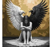 Картина по номерам Две стороны души с красками металлик art_selena_ua 40х40 Идейка (KHO5153)