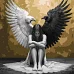 Картина за номерами Дві сторони душі з фарбами металік art_selena_ua 40х40 Ідейка (KHO5153)