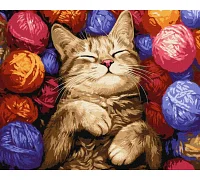 Картина за номерами Кіт у клубочках art_selena_ua 40х50 Ідейка (KHO6710)