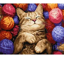 Картина за номерами Кіт у клубочках art_selena_ua 40х50 Ідейка (KHO6710)
