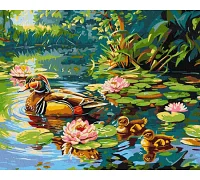 Картина за номерами Качине сімейство art_selena_ua 40х50 Ідейка (KHO6656)