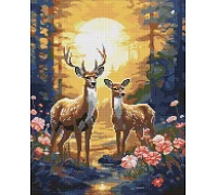 Алмазна мозаїка Граціозні олені з голограмними стразами (AB) art_selena_ua 40х50 Ідейка (AMO7997)