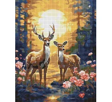 Алмазна мозаїка Граціозні олені з голограмними стразами (AB) art_selena_ua 40х50 Ідейка (AMO7997)