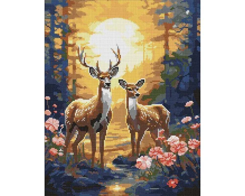 Алмазна мозаїка Граціозні олені з голограмними стразами (AB) art_selena_ua 40х50 Ідейка (AMO7997)