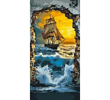 Картина по номерам Корабль в море 40х80 см Оригами (LW5119)