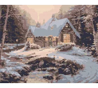 Алмазна мозаїка Новорічна. Будинок взимку 40x50 см Орігамі (OD3255)