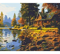 Алмазна мозаїка Будинок у лісі 40x50 см Орігамі (OD31250)